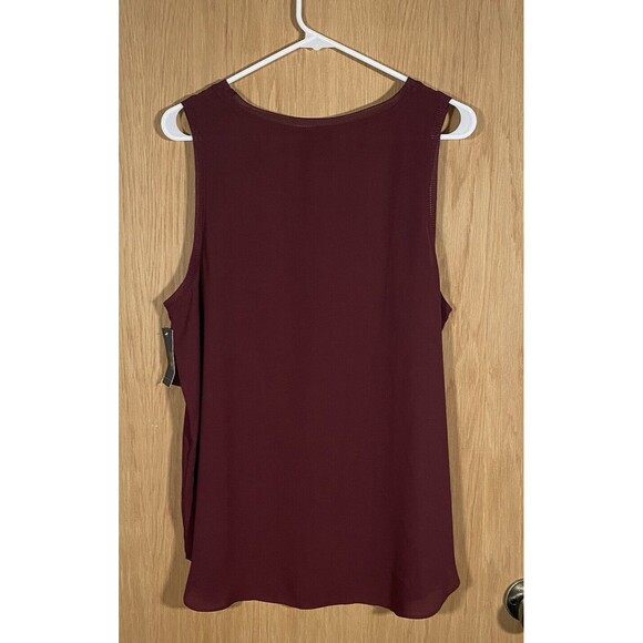 Mossimo Women's Plus Sz 2XL Burgundy Sleeveless Blouse Career Flowy Romantic NWT - Picture 2 of 7